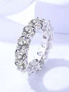 ConiiW High Quality 925 Sterling Silver Moissanite Ring, Unisex, Suitable For Wedding, Banquet And Gift - White - View 4