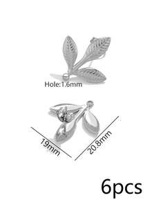 6Pcs 304 Stainless Steel 18K Gold Plated Textured Leaf Stud Earring Posts With Loop, DIY Jewelry Findings For Dangle Earrings & Pendants - Earrings - View 11