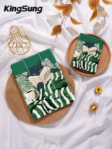 Kingsung Casing Pelindung Tablet Motif Kucing Hitam Bergaris Hijau, Kompatibel dengan iPad Air 8 (Model M4), 2026 11-Inch/13-Inch, 9.7/10.2/10.5/10.9/12.9-Inch, Pro 11-Inch, Generasi ke-10, Galaxy Tab S6 Lite 10.4-Inch, Kindle Paperwhite 2024 Generasi ke-12, Kindle 2022 Generasi ke-11. Dilengkapi Fungsi Anti Guncangan dan Dudukan Pintar, Mendukung Fungsi Bangun dan Tidur Otomatis. - MultiWarna - View 9