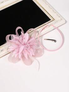 1 pièce Accessoire de tête élégant pour femme - Pince à cheveux style 1950s/60s avec ruban en maille florale, fascinateur décoratif vintage convenant pour les goûters élégants, le Kentucky Derby, les mariages et autres occasions formelles, bandeau pour cheveux - Vieux Rose - Voir 9