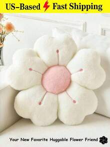 Christmas Decorative Pillows, Adorable Daisy Flower Cushions, Soft Faux Rabbit Fur Pillows For Sofas, Bedrooms, And Living Rooms,Perfect For Christmas And New Year Home Decor,A Wonderful Christmas Gift For Family And Friends - 白色粉芯 - 查看 10