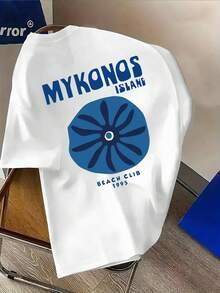 Camiseta de moda para hombre con diseño creativo de la palabra Beach - Cómoda para todas las estaciones, corte holgado, diseño estampado a doble cara, material confortable - Camiseta liger - Blanco - Ver 2