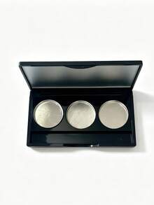 1pc 3 Wells Empty Eyeshadow Palette 0.3g Per Grid, Bow Decor DIY Makeup Container With Built-In Mirror, Refillable Empty Blush Pigment Powder Makeup Case - Multicolor - View 5