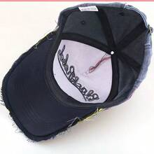1件中性復古水洗做舊棒球帽，3D刺繡毛邊帽簷彎曲帽簷街頭嘻哈遮陽帽，復古西部休閒可調節爸爸帽 - 卡其色 - 查看 3