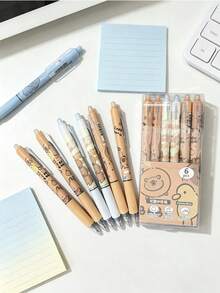 1/6 piezas Bolígrafo de gel borrable automático con diseño de topo de agua lindo, papelería premium para estudiantes con borrador incorporado. Escritura suave, ideal para estudio, dibujo, coloreado de tarjetas, firma de oficina; suministros perfectos para regreso a clases y Navidad para niños y adultos. - A - Ver 7