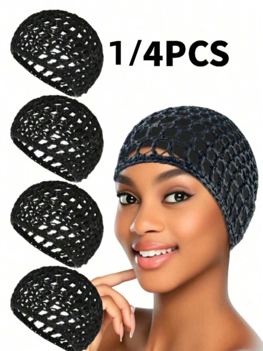 1/4pcs Hair Net Cap, Sleep Hair Net, Wig Cap, Black Mesh Hair Cap ...