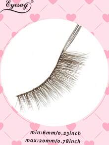 7 Pairs Brown False Eyelashes, Winged Eye Tail, 6-20mm, Thick Fluffy Cat Eye Faux Lashes - 棕色 - 查看 7