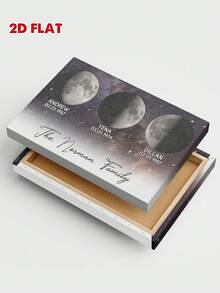 Catygift Customized Canvas Moon Phase Family Photo Personalized Mother's Gift With Name And Date Adjustable Moon Phase Wall Hanging Artist Home Decor Unique Family Keepsake - As Shown - View 10