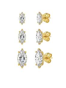 ORSA JEWELS 1對925銀14K金 0.3-1CT D色VVS級馬眼形莫桑石耳釘，經典珠寶，適合女性、男性生日派對與週年紀念 - MOE24 - 查看 8