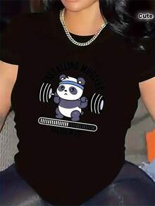 Women's Y2K Style T-Shirt, Made Of Pure Cotton, Perfect For Summer Vacation, Featuring A Cute Panda Print. | Ideal For The Gym Or Home, Lightweight And Durable, With A Comfortable Fit. - 白色 - 查看 7