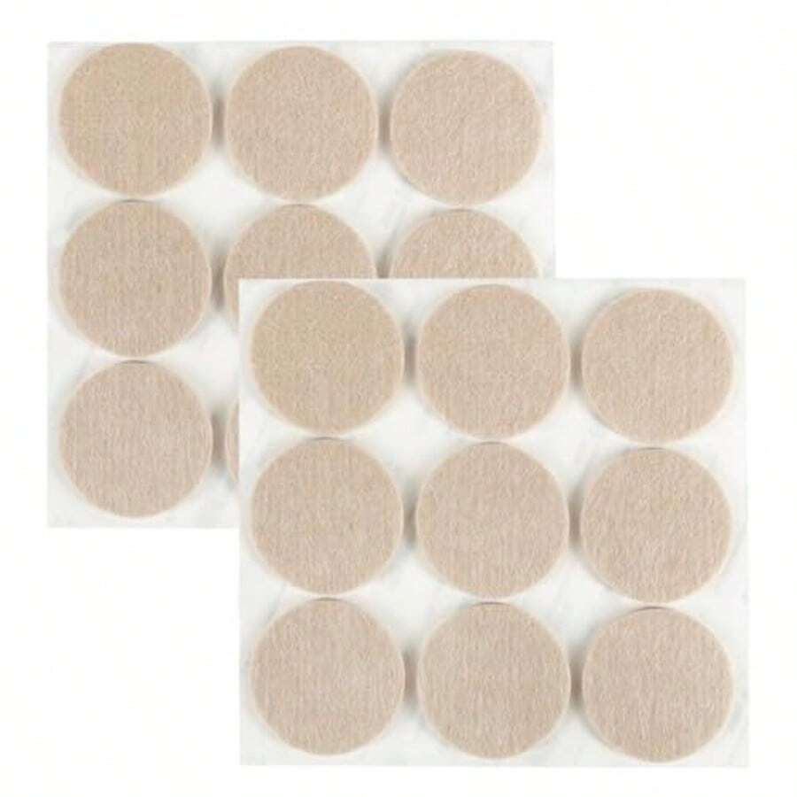 ギノヤ 5mm厚めフェルトパッド, 18枚入り 50mm 丸い家具保護パッド キズ防止・防音 ベージュ - 写真のように - チェックする 1