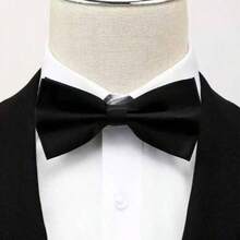 1pc Multicolor Adjustable Bow Tie, Suitable For Wedding, Stage, Party, Business Occasions, Shirts, Student Uniforms, Knotless Short Ties, Ideal Gift For Men. Unisex Bow Tie, Solid Color Satin Neck Bow, Fashionable Neck Style (Random Position Next To Or In The Middle Of The Snap Button) - Multicolor - View 2