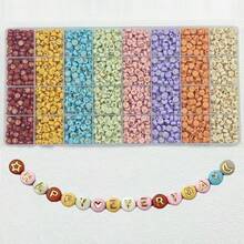 字母珠DIY珠寶製作套裝，多種尺寸24-26-28，可客製化姓名首字母手鍊與項鍊組，創意禮物 - 彩色 - 查看 3