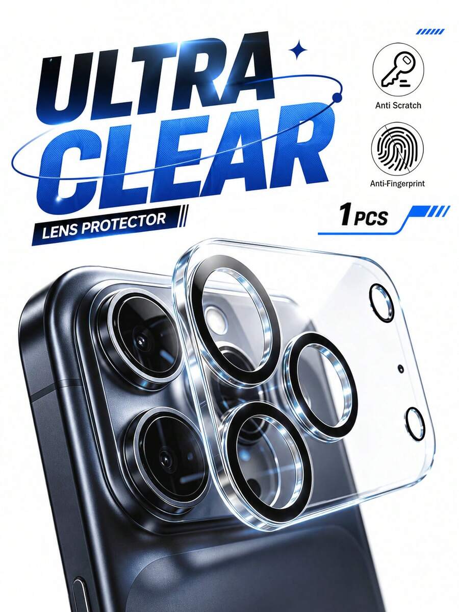 1件 9H 防刮鋼化玻璃相機鏡頭保護貼,相容手機殼鏡頭蓋,適用於 iPhone 17 Pro Max/17 Pro/17 Air,適用於 iPhone 16/15/14/13/12/11 Pro Max - 無色 - 查看 1