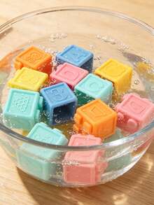 Bloques apilables de goma suave para bebés, juguetes de baño lavables, juguetes de dentición con números y letras de educación temprana Montessori, regalo de juguetes sensoriales para recién nacidos - Multicolor - Ver 4