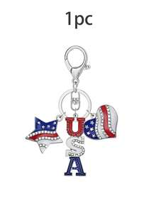 1 pieza Llavero colgante con tema rojo, blanco y azul, adecuado para mochilas, llaves y anillos de llaves de coche, perfecto como regalo para maestros o regalo de agradecimiento del 4 de julio - multicolor - Ver 9