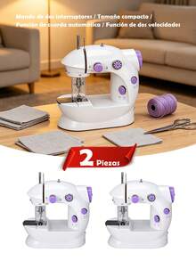 2 piezas Máquina De Coser Portatil Mini,Máquina de coser portátil de mano para principiantes, Costura rápida , Control de doble velocidad, doble hilo, máquina de coser eléctrica para el hogar. - 2 piezas - Ver 1