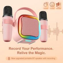 Reletech Portable Bluetooth Karaoke Speaker With 2 Wireless Microphones, RGB Gradient Light, Recording & Multi Sound Effects, Mini Karaoke Machine For Home Party Indoor Gathering - View 3