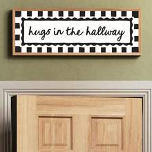 1件無框「Hug Is The Hallway」條紋邊框全景印刷牆面藝術海報，適合公寓客廳臥室宿舍派對禮物，房間裝飾，牆面印刷 - 字體 - 查看 4