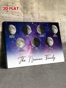 Catygift Customized Canvas Moon Phase Family Photo Personalized Mother's Gift With Name And Date Adjustable Moon Phase Wall Hanging Artist Home Decor Unique Family Keepsake - As Shown - View 8
