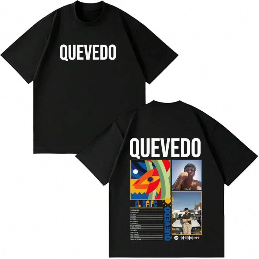 QUEVEDO EL BAIFO Album 2026 Tour Print T-Shirt For Men And Women Fashion Summer Cotton T-Shirt Casual Loose Hip Hop T-Shirt Streetwear - 1 - 查看 1