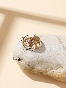 1/13pcs Exotic Hollow Carved Ring Set, Tree Of Life, Star, Flower Mixed Styles, Daily Outing Layered Wear Atmosphere Vintage Gold Hand Jewelry, Can Also Be Worn Individually. - Yellow Gold - View 9