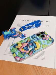 Disney Has Authorized, Phone Case - Chain Set, The Stitch Lilo & Stitch 3D Phone Case Plus A Silicone 3D Stitch Bracelet With Metallic Ring Removable Bracelet, Stitch And Angel Pattern, Compatible With Iphone17/16/15/14/13/12/11/XS/XR/X Plus Pro Max, A Stylish Cartoon Phone Case, The Perfect Gift Choice, Phone Protection, Durable Phone Cover, Great Gift For Friends And Family. - 白色 - 查看 6