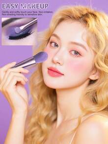 BS-MALL 12 Pcs Mini Purple Makeup Brush Set, With Gold Square Case & 2 Brown Powder Puffs, Travel Portable Professional Cosmetic Brushes For Eye Face Blending Foundation Contour, Soft Synthetic Hair Beauty Tools, Gift For Her - Purple - View 4