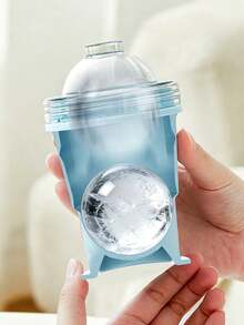 1pc 2-In-1 Foldable Ice Ball Maker, Reusable Portable Ice Ball Mold With Straw And Lid, Mini Tray, Leak-Proof Travel Cup, Suitable For Whiskey, Coffee, Juice - Multicolor - View 9