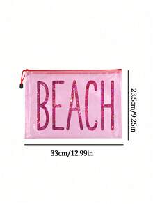 大容量防水收納袋，印有「BEACH」圖案，游泳袋，海灘主題，大容量透明化妝袋，輕便，春/夏收納，非常適合游泳、海灘、潛水和夏季假期，返校季，輕便防曬收納袋，適合朋友、家人、女朋友和同學。完美的生日、節日、派對、婚禮（伴娘）、母親節、教師節禮物，返校季 - 彩色 - 查看 9