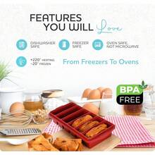 1/2 Cup Silicone Freezer Tray With Lid - Silicone Freezer Molds 2-Pack Meal Prep & Freezing Of Various Sauces And Other Dishes, Makes 12 1/2 Cup Portions Cubes,Oven And Dishwasher - 紅色 - 查看 6