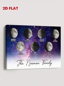 Catygift Customized Canvas Moon Phase Family Photo Personalized Mother's Gift With Name And Date Adjustable Moon Phase Wall Hanging Artist Home Decor Unique Family Keepsake - As Shown - View 9