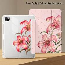 Pink Lily And Polka Dot Pattern Painted Effect Tablet Protective Case With Stand, Compatible With Honor 8/9/10/X8/X8A/X9/X8Pro/X9Pro, MatePad SE 11 Inch/MatePad 11 Inch/11.5 Inch, MatePad Pro, Apple 10th/11th Gen 2025 (A16), Galaxy Tab A7/A9 And Other Popular Models - Style 6 - View 6