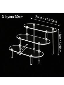 1pc - Acrylic Clear Multi-Layer Display Stand, Trapezoidal/Rounded Corner Design, Used For Storing Perfume, Jewelry, Dolls, And Cosmetics, Easy To Assemble And Durable. - Clear - View 7