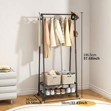 Giá treo quần áo di động đa năng có bánh xe vạn năng + kệ lưu trữ + móc treo, giá treo quần áo đứng sàn dày dặn chắc chắn, phù hợp cho nhiều tình huống - Móc treo quần áo hình tam giác nhiều màu sắc - Xem 10