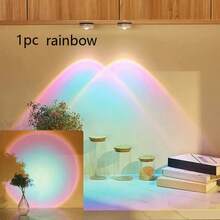 1pc Creative White Hexagonal Cat Eye Sunset Red Projection Sunset Lamp, Battery Powered Cabinet Lighting Wall Lamp, LED Touch Adjustable Sunset Projection Light, Indoor Decor Night Light Auxiliary Lighting Use - Multicolor - View 12
