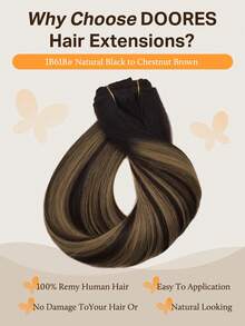 DOORES 9PCS Ekstensi Rambut Jepit Lurus Rambut Manusia Asli Alami Ekstensi Rambut Manusia Perawan Tenunan Ganda Jepit Tak Terlihat & Lembut Potongan Rambut Mini Untuk Rambut Tipis Untuk Wanita - S1B/6/1B - View 4