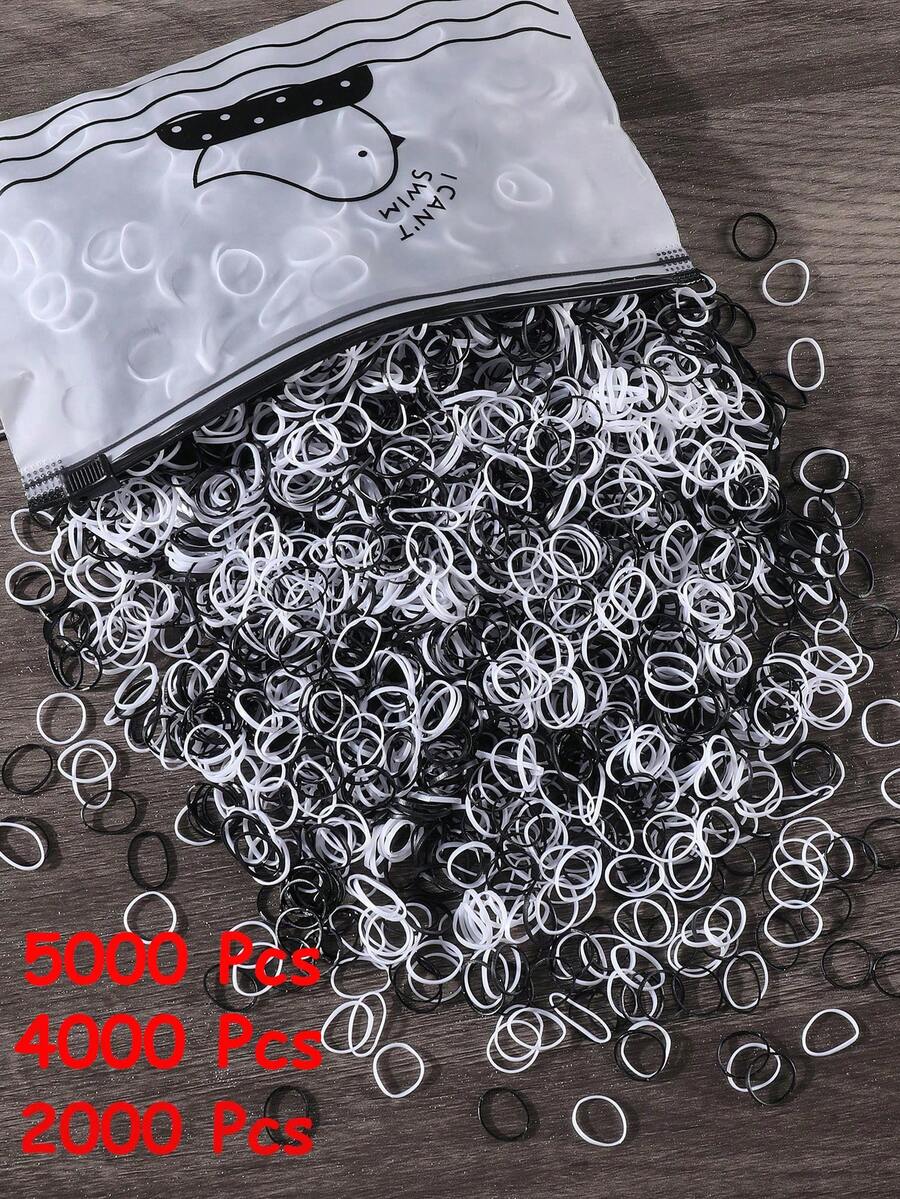 2000/4000/5000入 女用0.47英吋手指尺寸一次性髮用橡皮筋 小號迷你彈力髮圈馬尾紮髮帶 日常使用髮飾 - 多色 - 查看 1