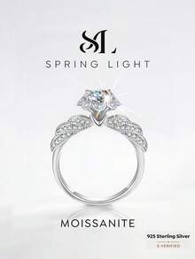 1PC 1CT Elegant Guardian Angel Moissanite Ring, Crafted In 925 Sterling Silver Perfect For Engagement Parties Proms, And Other Formal Occasions Wear - Angel Moissan Ring - 1CT - View 1
