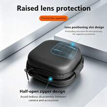 Compatible With Insta360 Ace Pro2 Camera Protective Bag, Waterproof And Wear-Resistant Fabric, Raised Lens Cushioning Protection, Half-Open Zipper No-Need-To-Remove-Case Storage Box, Full-Coverage Shockproof And Scratch-Resistant Portable Box - View 3