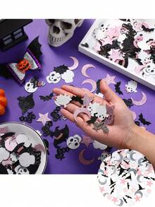 100pcs Halloween Ghost Colorful Confetti, Shiny Sequins Colorful Confetti (Includes Ghost, Witch, Bat, Skull And Pumpkin Patterns) - Suitable For Party, Birthday And Halloween Decoration Glitter Confetti, Halloween Party Table Decoration Colorful Confetti - Multiple Styles - View 7