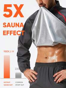 HOTSUIT Traje de sauna para hombres - Chaqueta y pantalones deportivos, adecuado para pérdida de peso y fitness, perfecto para entrenamientos de primavera, verano y otoño, regalo del Día de San Valentín - Gris - Ver 3