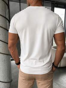 GRDR Men's Fashionable V-Neck Short Sleeve T-Shirt | Exquisite Design | Summer Essential | Easy To Match | Showcase Your Style - White - View 4