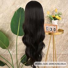 13X4 Light Blue Long Body Wave Lace Front Wig 28" Long Wavy Wigs Glueless Free Part Blue Wavy Hair Adjustable Straps & Combs Heat Resistant Blue Loose Wave Synthetic Hair Replacement Wigs For Women For Daily Wear Parties & Special Occasions - 黑色 - 查看 7