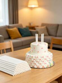 1/4/8/16pcs White Floating Cake Support Rods, Cake Layer Support Tubes, Cake Stacking Support Rods, White Plastic Support Rods, Suitable For Layered Cake Construction And Stacking, Perfect For Christmas Parties And Events, Cake Support Rods - Multicolor - View 3
