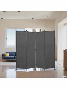 Biombo Separador Portátil Fácil Montaje 4 Paneles Moderno - gris - Ver 5
