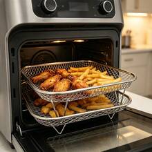 Household Stainless Steel Air Fryer Rack, No-Flip Easy-To-Clean Filtering Draining And Oil-Draining Rack - Deep Fryer Grill - View 1