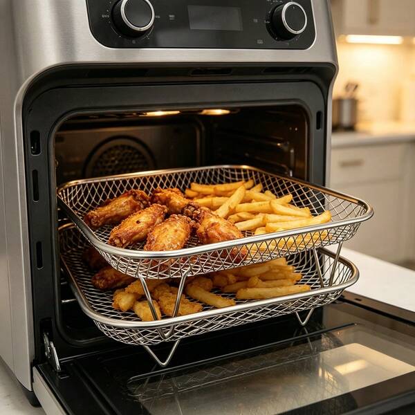 Giá đỡ nồi chiên không dầu bằng thép không gỉ dùng cho gia đình, không cần lật, dễ vệ sinh, lọc thoát nước và thoát dầu