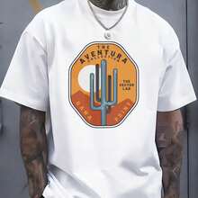 Orange And Blue Desert Cactus Adventure Collection With The Vector Lab Dana Point Logo [Men's T-Shirt] Spring Summer Outdoor Hiking Camping Casual Sty - White - View 2