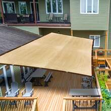 95%遮陽率HDPE透氣遮陽帆，提供防紫外線、防水、耐候遮陽篷，配備加固金屬孔眼。可折疊戶外遮陽帆，適用於露台、後院、花園、泳池、陽台、露營車和寵物區 - 彩色 - 查看 9